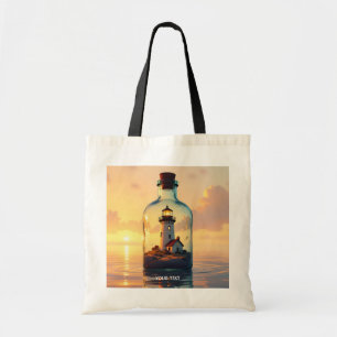 Fantasy Cute Lighthouse In Bottle Tote Bag
