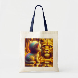 Fantasy Cute Lion And Kitten Tote Bag
