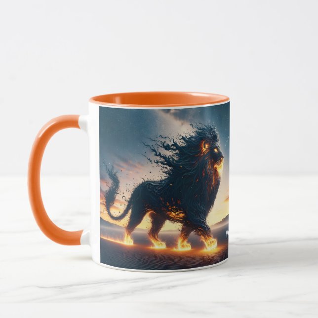 Fantasy Cute Lion Desert Fire Mug (Left)