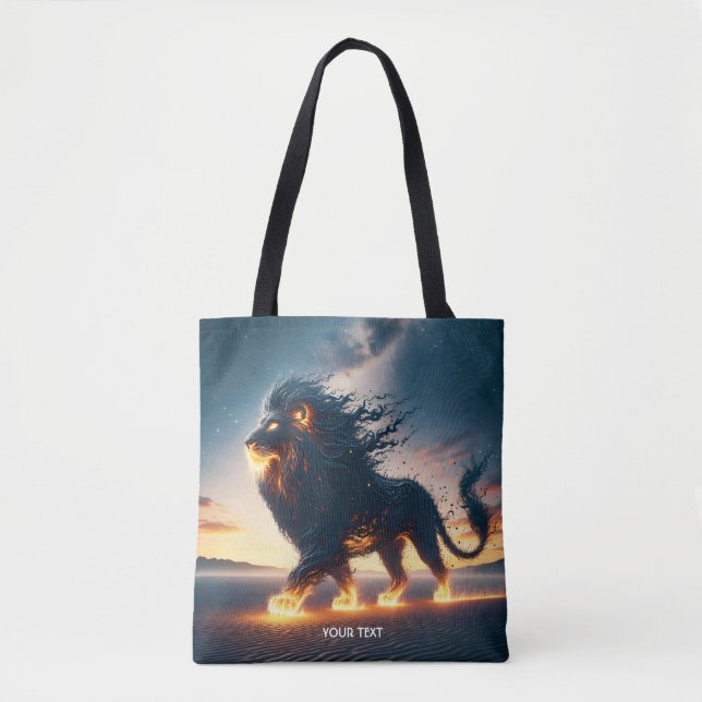 Fantasy Cute Lion Desert Fire Tote Bag (Front)
