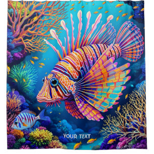 Fantasy Cute Lionfish Coral Reef Shower Curtain