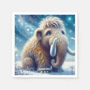 Fantasy Cute Little Mammoth Winter Napkin
