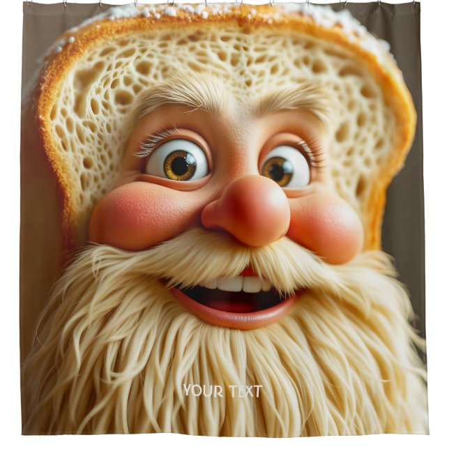 Fantasy Cute Loaf Bread Beard Shower Curtain (Front)
