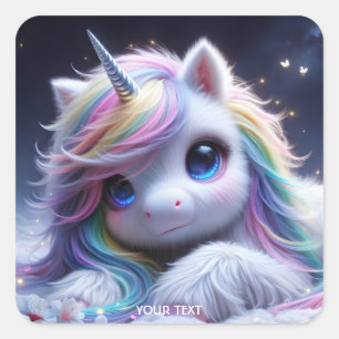 Fantasy Cute Lovely Baby Unicorn Square Sticker