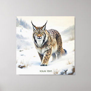 Fantasy Cute Lynx Winter Snow Canvas Print
