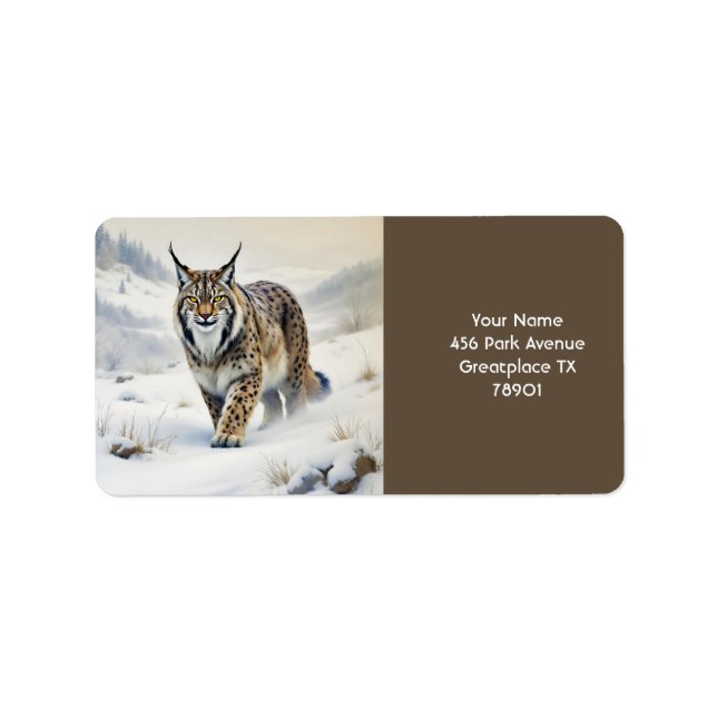 Fantasy Cute Lynx Winter Snow Label (Front)