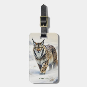 Fantasy Cute Lynx Winter Snow Luggage Tag