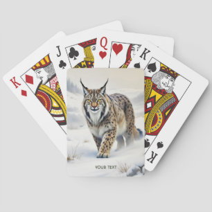 Fantasy Cute Lynx Winter Snow Playing Cards