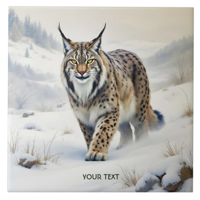 Fantasy Cute Lynx Winter Snow Tile (Front)