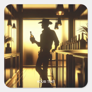 Fantasy Cute Man Bar Reflection Square Sticker
