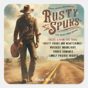 Fantasy Cute Man Road Guitar Square Sticker