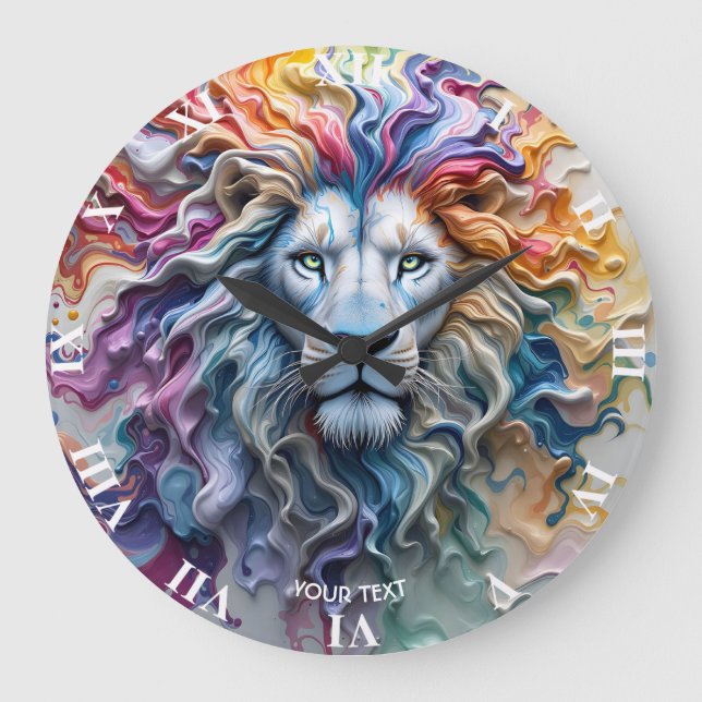 Fantasy Cute Melting Wax Lion Large Clock (Front)