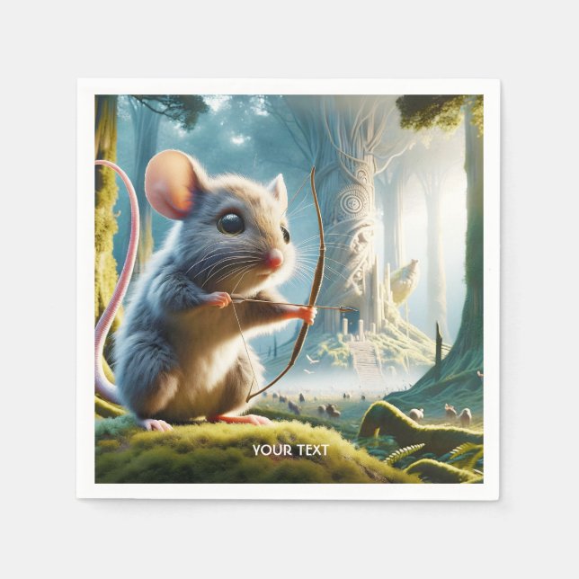 Fantasy Cute Mice Bow Forest Napkin (Front)