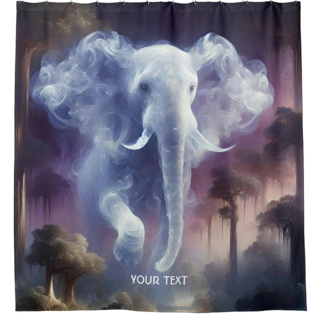 Fantasy Cute Mist Elephant Jungle Shower Curtain (Front)