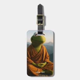 Fantasy Cute Monk Frog Mountains Luggage Tag