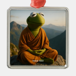 Fantasy Cute Monk Frog Mountains Metal Tree Decoration