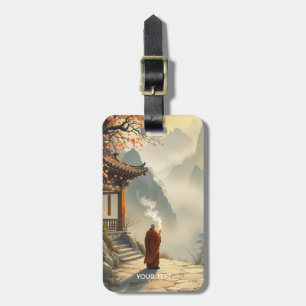 Fantasy Cute Monk Mountain Shrine Luggage Tag