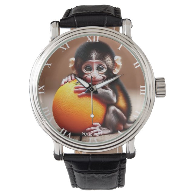 Fantasy Cute Monkey Baby Orange  Watch (Front)