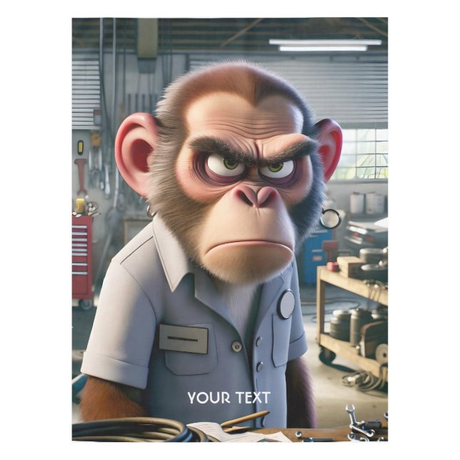 Fantasy Cute Monkey Repair Shop Tablecloth (Front)