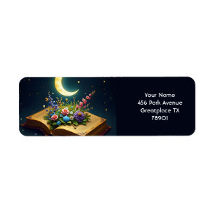 Fantasy Cute Moon Book Flowers