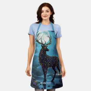 Fantasy Cute Moon Deer Night Apron