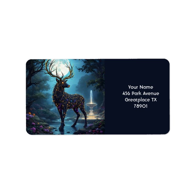 Fantasy Cute Moon Deer Night Label (Front)