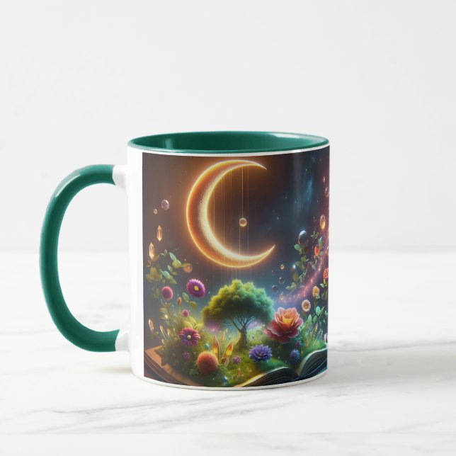 Fantasy Cute  Moon Garden Book Mug (Left)