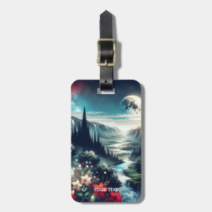 Fantasy Cute Moon River Flowers Luggage Tag