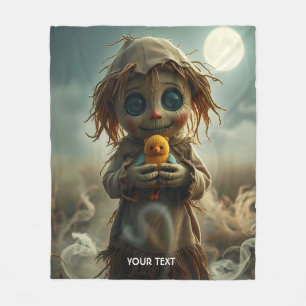Fantasy Cute Moon Scarecrow Halloween Fleece Blanket