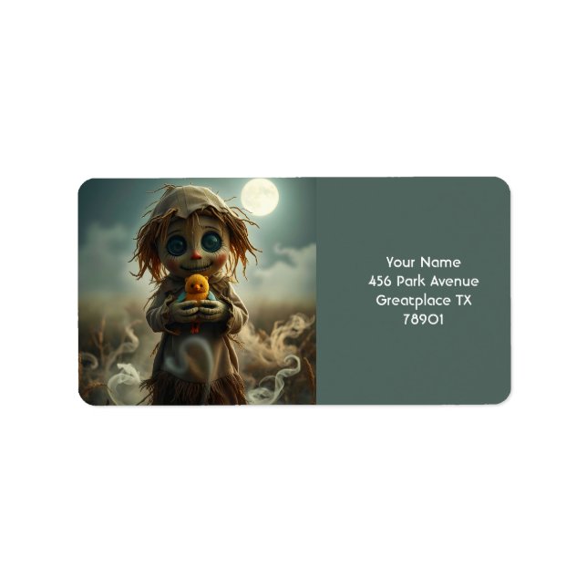 Fantasy Cute Moon Scarecrow Halloween Label (Front)
