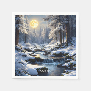 Fantasy Cute Moon Winter Forest Napkin