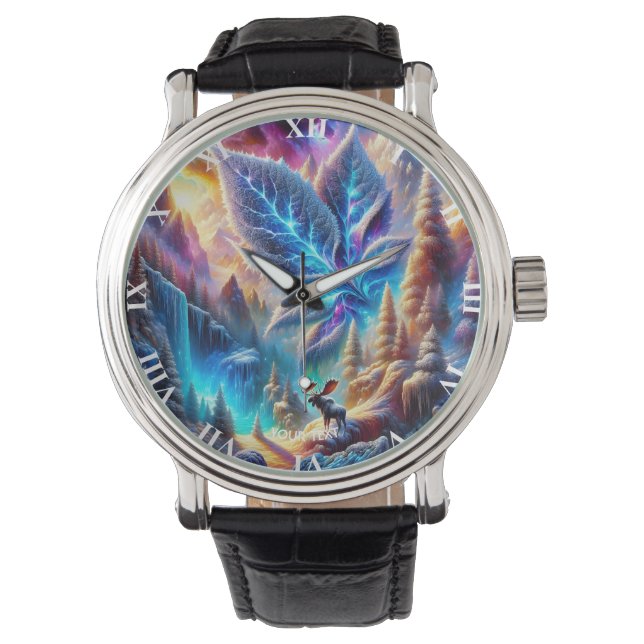 Fantasy Cute  Moose Leaf Colours Watch (Front)