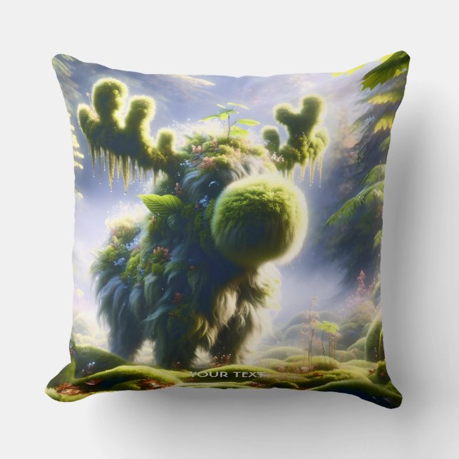 Fantasy Cute Moss Moose Forest Cushion (Front)