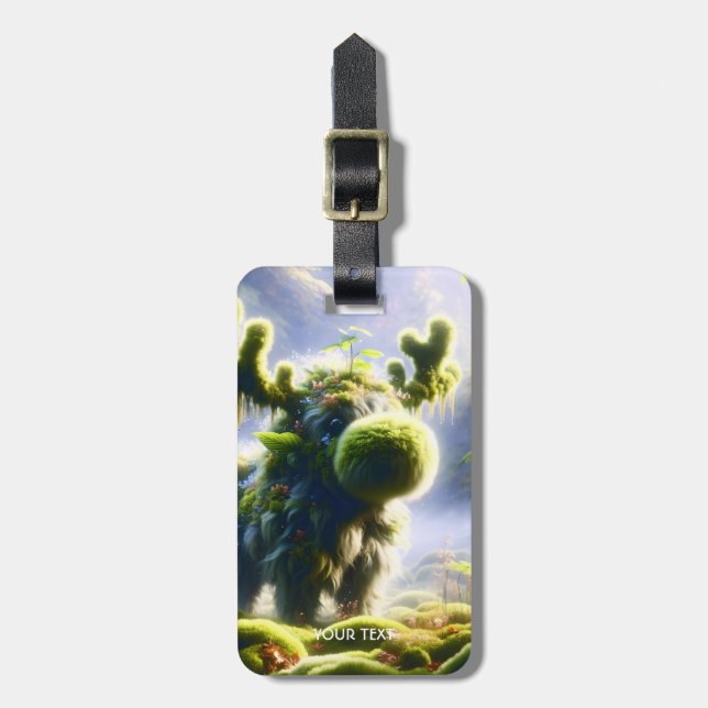 Fantasy Cute Moss Moose Forest Luggage Tag (Front Vertical)