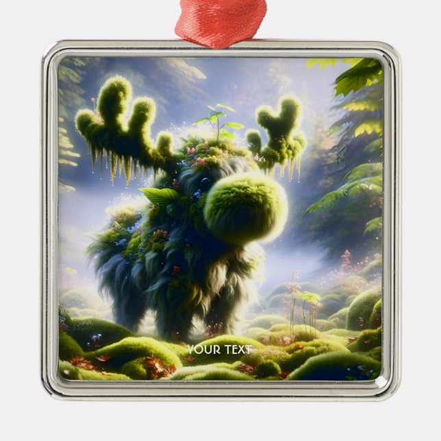 Fantasy Cute Moss Moose Forest Metal Tree Decoration (Front)
