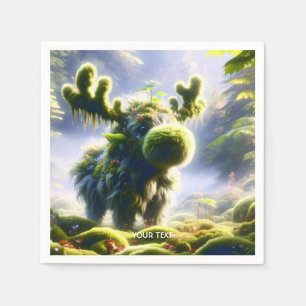 Fantasy Cute Moss Moose Forest Napkin