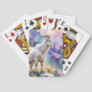 Fantasy Cute Mountain Goat Meadow Playing Cards