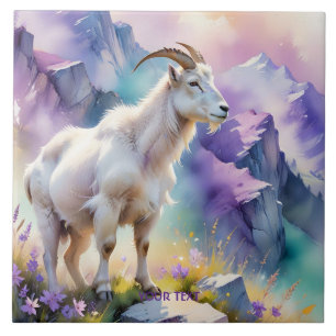 Fantasy Cute Mountain Goat Meadow Tile