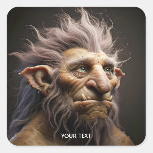 Fantasy Cute Mountain Mythical Creature Square Sticker