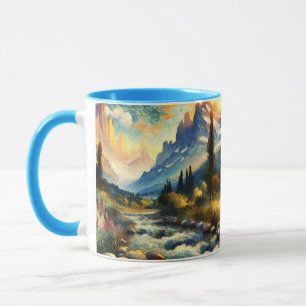 Fantasy Cute Mountains Landscape Sunset Mug