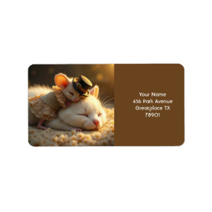 Fantasy Cute Mouse Cat Love Label