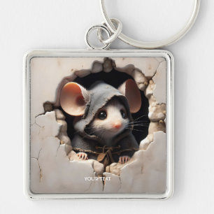 Fantasy Cute Mouse Cracked Wall Key Ring