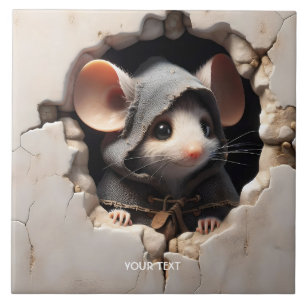 Fantasy Cute Mouse Cracked Wall Tile