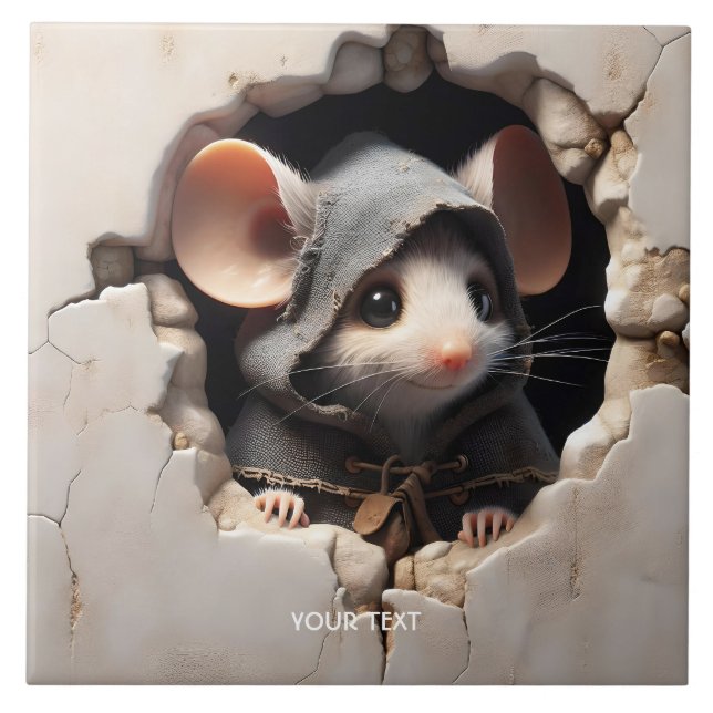 Fantasy Cute Mouse Cracked Wall Tile (Front)