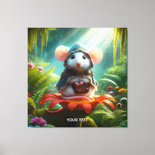 Fantasy Cute Mouse Flower Hat Canvas Print