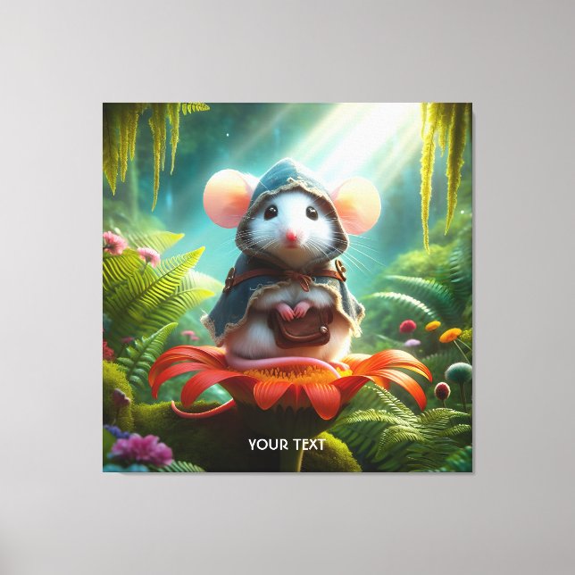 Fantasy Cute Mouse Flower Hat Canvas Print (Front)