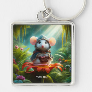 Fantasy Cute Mouse Flower Hat Key Ring