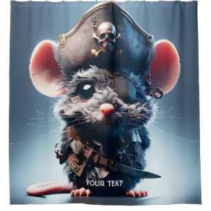 Fantasy Cute Mouse Pirate Hat Shower Curtain