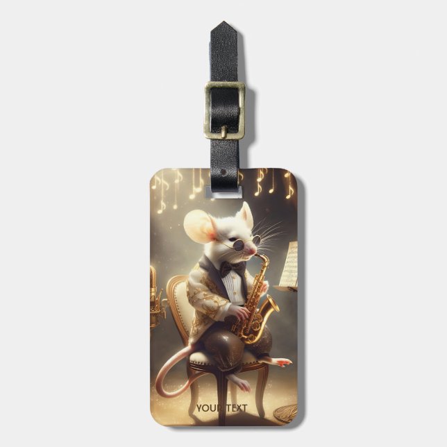 Fantasy Cute Mouse Playing Music Luggage Tag (Front Vertical)
