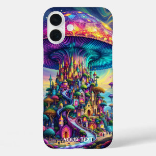Fantasy Cute Mushroom Rainbow Skies iPhone 16 Plus Case
